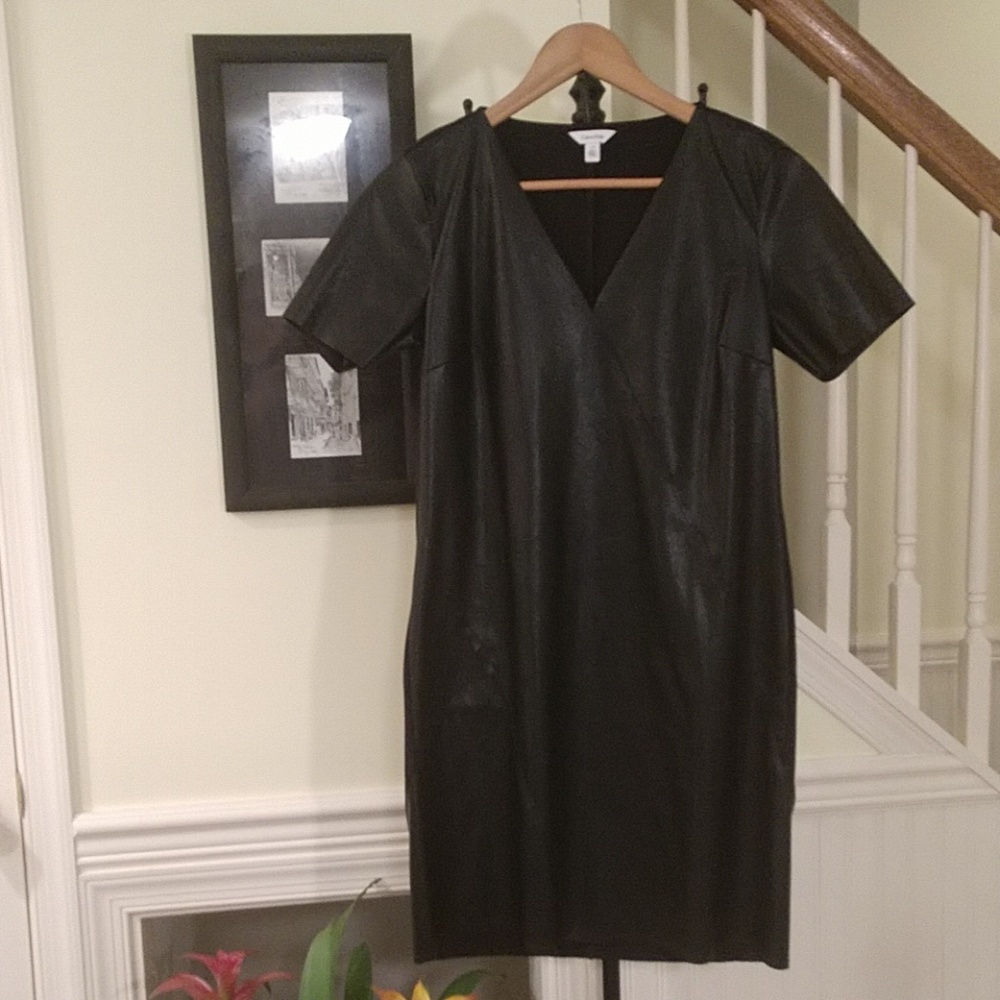 Calvin Klein | EUC Faux Leather Sheath Dress